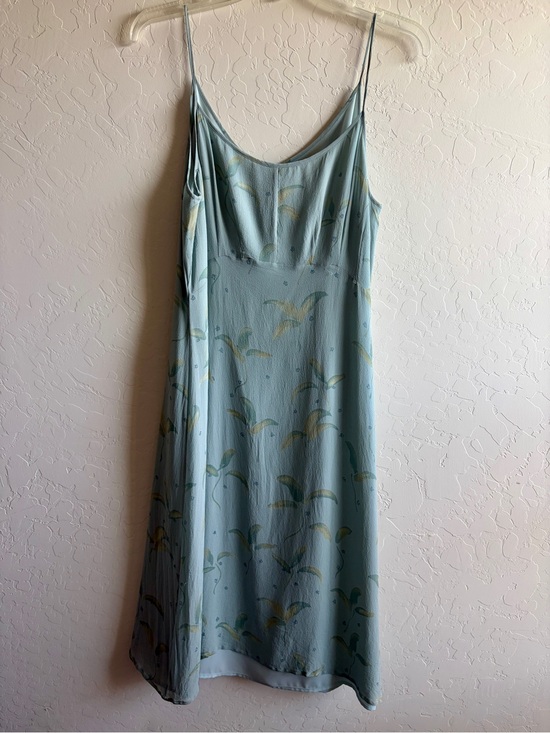 Sigrid Olsen Dresses & Skirts - Sigrid Olsen Sky Blue Midi Slip Dress with Subtle Leaf Motif